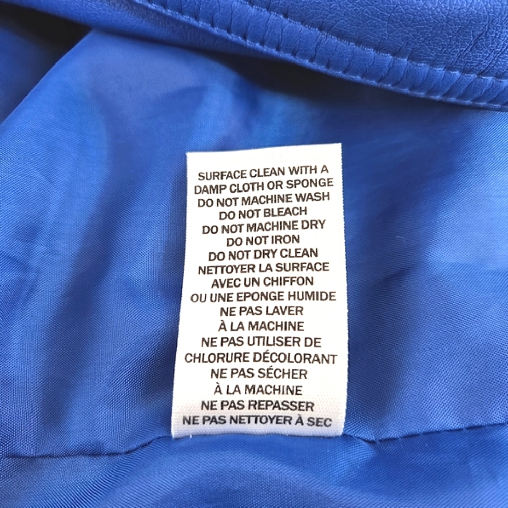 Northern Reflections Women's Royal Blue Moto Jacket Faux Leather Size S Petite - Picture 15 of 16